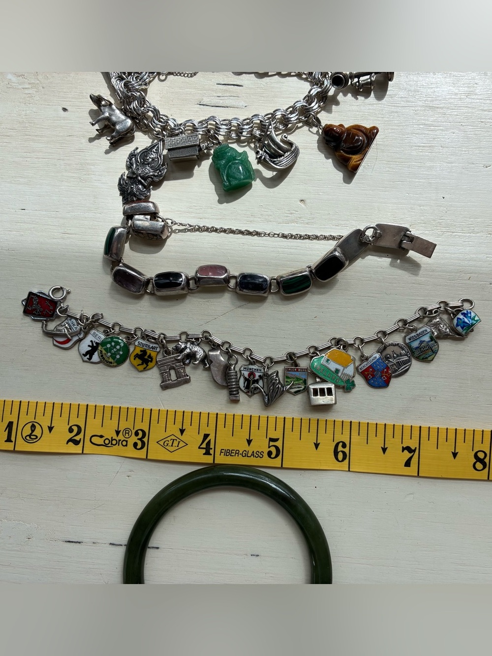 Lot of 4 Vintage Bracelets - 3 sterling silver and 1 jade like bangle - Picture 4 of 7